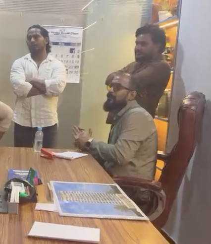 Another angle of Sumit Choudhari with Vicky and Dilshad Pathan in the reported Future Wings office